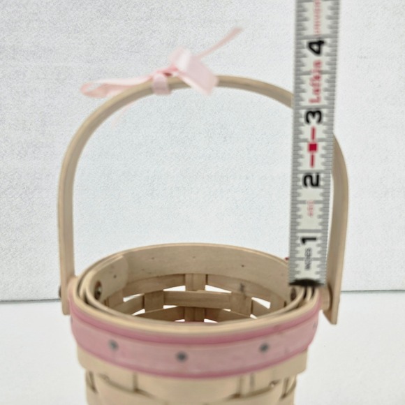 Longaberger Basket American Cancer Society White Washed Pink Blonde Handle 2002 - Picture 11 of 11